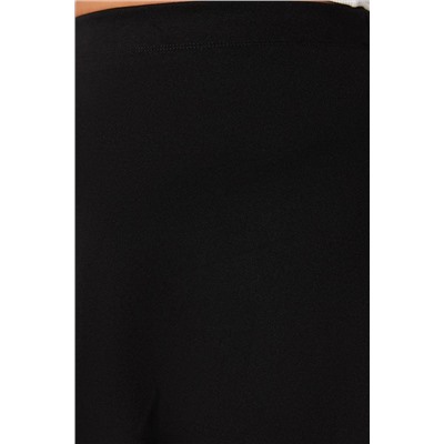 Siyah Beli Lastikli Mini Örme Büyük Beden Etek TBBSS23AZ00042