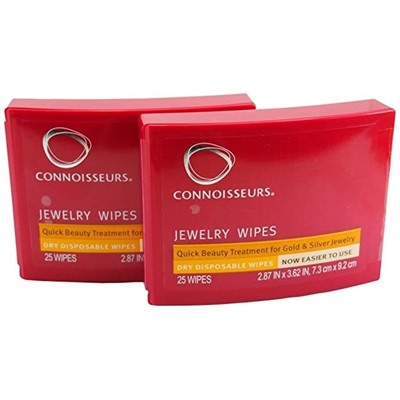 Connoisseurs Jewelry Dry Disposable Wipes 25 Count (2 Pack) Салфетки для чистки ювелирных изделий