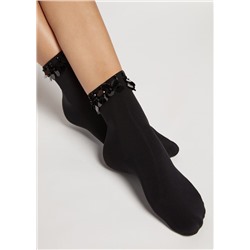 Blickdichte Damensocken mit edler Applikation