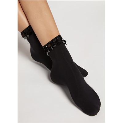 Blickdichte Damensocken mit edler Applikation