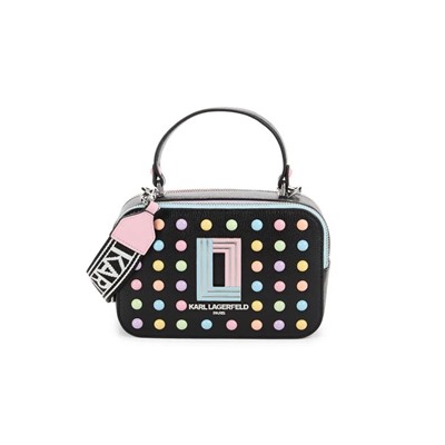 KARL LAGERFELD PARIS Simone Studded Leather Camera Bag