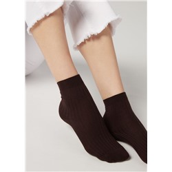 Kurze gerippte Socken mit Baumwolle und Kaschmir