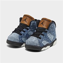 KIDS' TODDLER AIR JORDAN RETRO 6 WASHED DENIM BASKETBALL SHOES