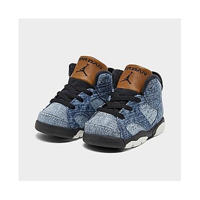 KIDS' TODDLER AIR JORDAN RETRO 6 WASHED DENIM BASKETBALL SHOES