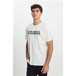 Lee, Regular Fit Normal Kesim Bisiklet Yaka %100 Pamuk Beyaz Tişört