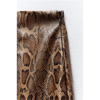 SNAKESKIN PRINT LEATHER EFFECT SKIRT