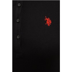 Kadın Siyah Basic Polo Yaka Tişört