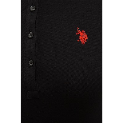 Kadın Siyah Basic Polo Yaka Tişört