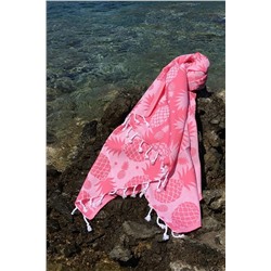 DENİZLİ CONCEPT, Pembe Ananas Desenli Peştemal - Yüksek Su Emiciliği Ve Hızlı Kuruma - 100x180 Cm
