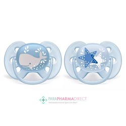 Avent Sucettes Ultra Soft 6-18 mois Baleine & Etoiles x2