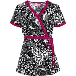 koi Scrubs Succulent Floral Mock Wrap Print Top