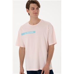 Erkek Comfort Fit Bisiklet Yaka Açık Pembe Tişört