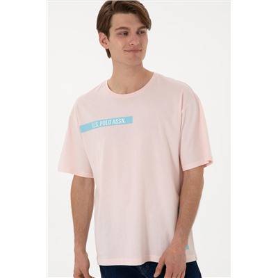 Erkek Comfort Fit Bisiklet Yaka Açık Pembe Tişört