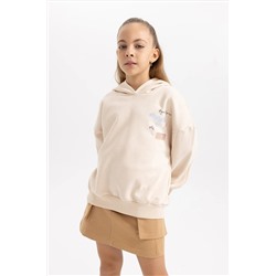 Defacto Kız Çocuk Harry Potter Oversize Fit Kapüşonlu İçi Yumuşak Tüylü Kalın Sweatshirt B0422A823WN