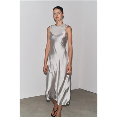 SATIN DRESS WITH WOOL