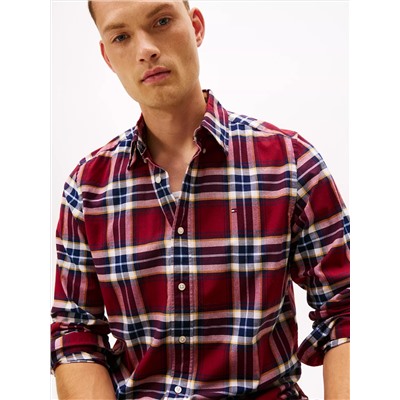 Regular Fit Plaid Stretch Oxford Shirt