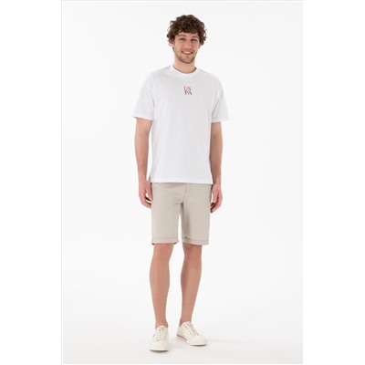 Erkek Comfort Fit Bisiklet Yaka Beyaz Tişört