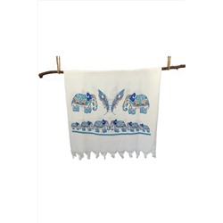 Peştanoz, Bambu Peştemal, Fil Baskılı Desen , Plaj Havlusu , Banyo Havlusu