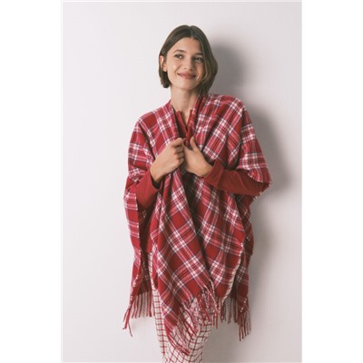 Poncho cuadros efecto lana cashmere