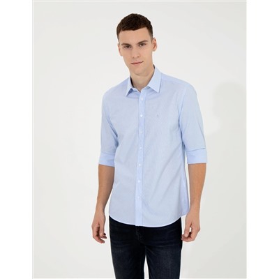 Açık Mavi Slim Fit Uzun Kollu Gömlek