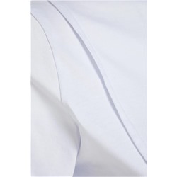 Beyaz Regular Bisiklet Yaka Dikiş Detaylı %100 Pamuk Örme Crop Büyük Beden T-Shirt TBBSS23BF00037