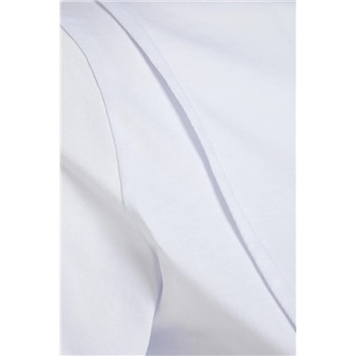 Beyaz Regular Bisiklet Yaka Dikiş Detaylı %100 Pamuk Örme Crop Büyük Beden T-Shirt TBBSS23BF00037