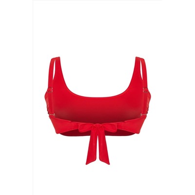 Kırmızı Kare Yaka Bralette Büyük Beden Bikini Üstü TBBSS23CT00005