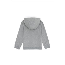 Çocuk Gri Melanj Fermuarlı Kapüşonlu Sweatshirt