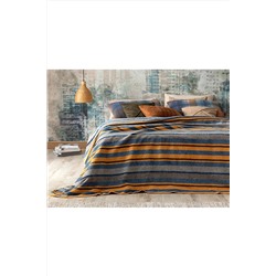 English Home Bold Stripe Pamuklu Tek Kişilik Battaniye 150x200 Cm Hardal - Mavi TYC00281566605