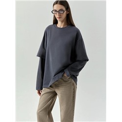 Лонгслив из 100% хлопка, B3148/steenkool