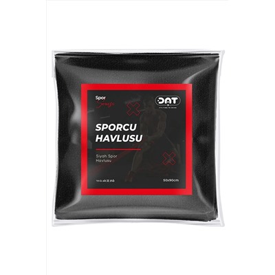 DAT35 Siyah 50x90cm Sporcu Havlusu Gym Fitness Plates Boks Tenis Spor Havlusu %100 Pamuk SPORCU-HAVLUSU-001