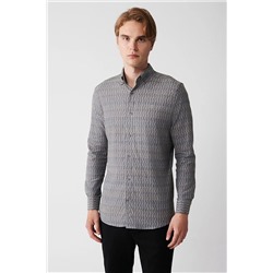 Avva Erkek Haki Düğmeli Yaka Desenli Esnek Pamuk Slim Fit Dar Kesim Gömlek A32y2145 A32Y2145