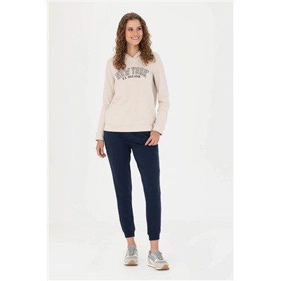 Kadın Krem Kapüşonlu Sweatshirt
