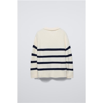 STRIPED SWEATER WITH ZIP