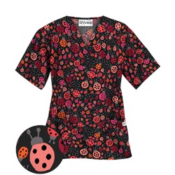UA Lady Bug Oasis Black Scrub Top
