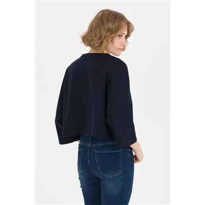 Kadın Lacivert Bisiklet Yaka Sweatshirt
