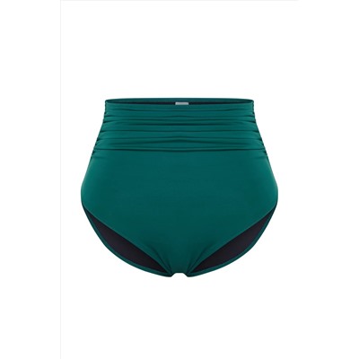 Yeşil Yüksek Bel Korseli Büzgü Detaylı Toparlayıcı Büyük Beden Bikini Altı TBBSS23CR00001