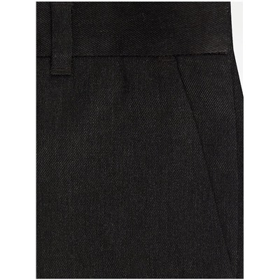 Boys Charcoal Plus Fit Half Elastic School Trouser 2 Pack