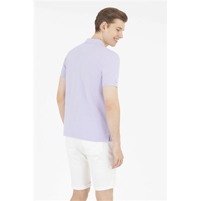 Erkek Lila Basic Polo Yaka Tişört