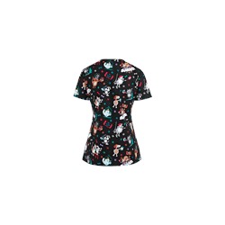 White Cross Scrubs Selfie Pets Print Top