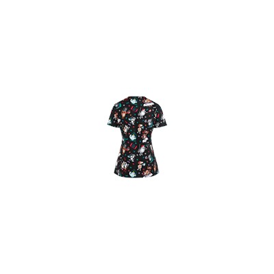 White Cross Scrubs Selfie Pets Print Top