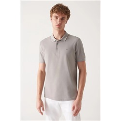 Avva Erkek Taş %100 Pamuk Nefes Alan Standart Fit Normal Kesim Polo Yaka T-shirt E001004