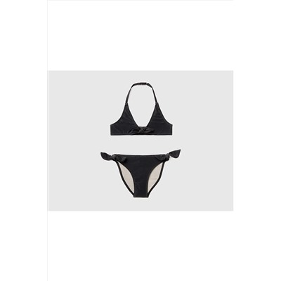 United Colors of BenettonKız Çocuk Siyah Lurexli Halter Bikini Takımı Siyah