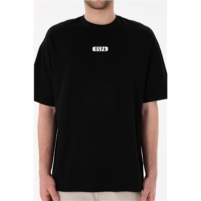 Erkek Oversize Fit Bisiklet Yaka Siyah Tişört