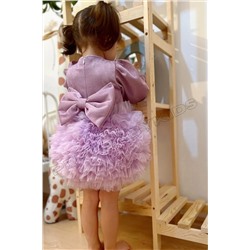 penu baby kids Lila Tütülü Uzun Kol Kız Bebek Elbise - Princess TÜTÜUZUN