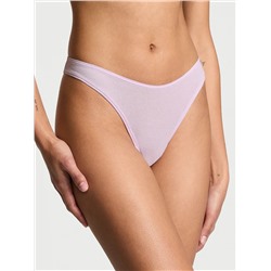 Stretch Cotton High-Leg Scoop Thong Panty