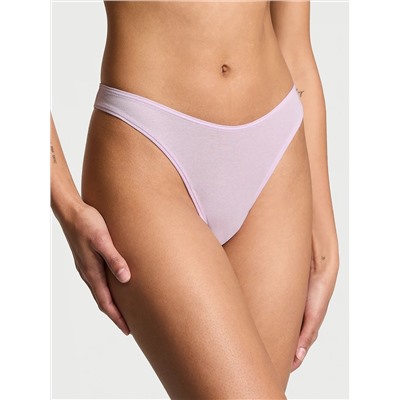 Stretch Cotton High-Leg Scoop Thong Panty