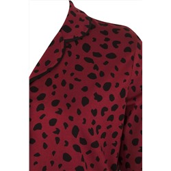 Bordo Kalpli Gömlek Yaka Örme Pijama Takımı TBBAW23AI00015