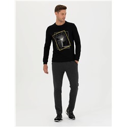 Antrasit Melanj Slim Fit Eşofman Altı