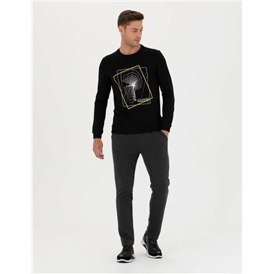 Antrasit Melanj Slim Fit Eşofman Altı